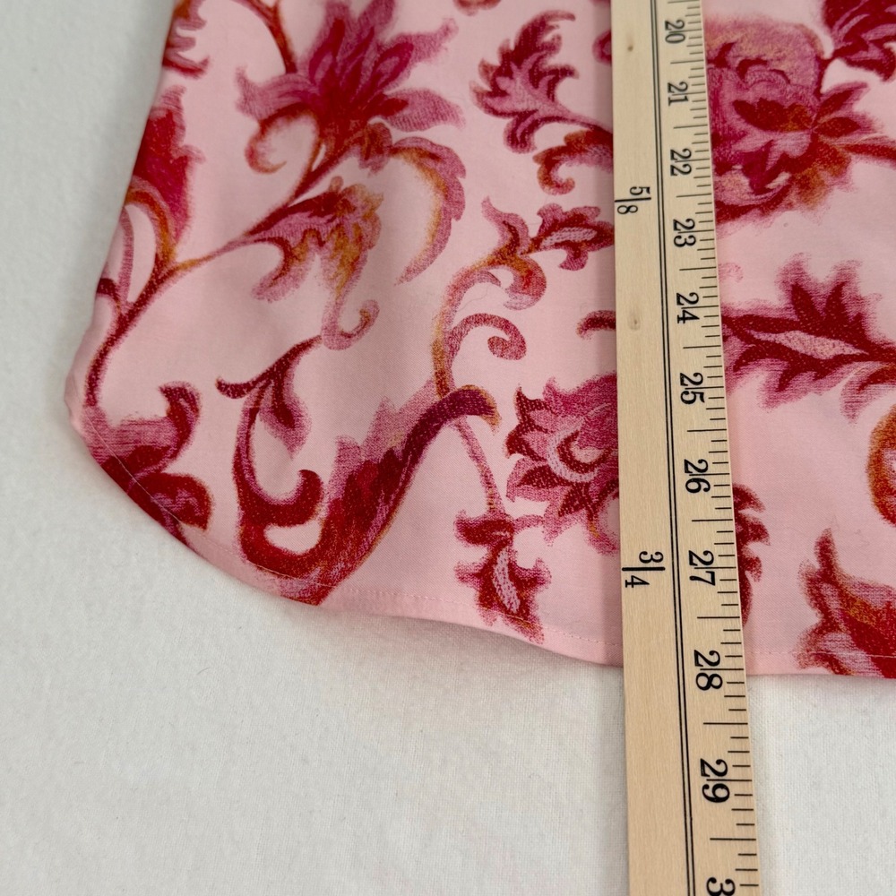 NWOT Chico's 4 Stretch Cotton Floral Button Shirt Pink Red 3/4 Sleeve Boho US 20 - Picture 7 of 16